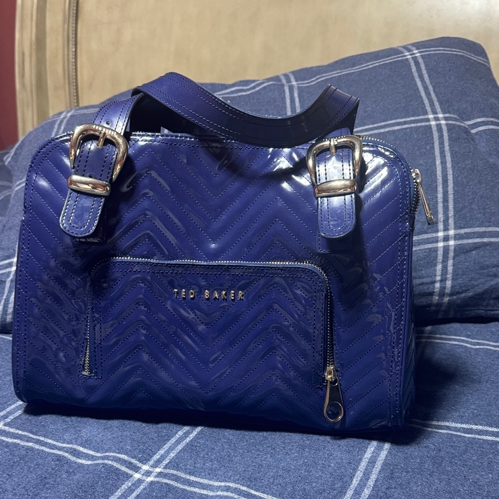 Ted Baker Shiny Blue Chevron Satchel